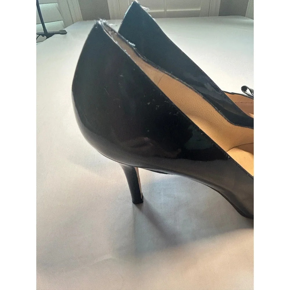 Kate Spade New York Karolina Pumps Women 8.5 Black Patent Leather Bow Round Toe